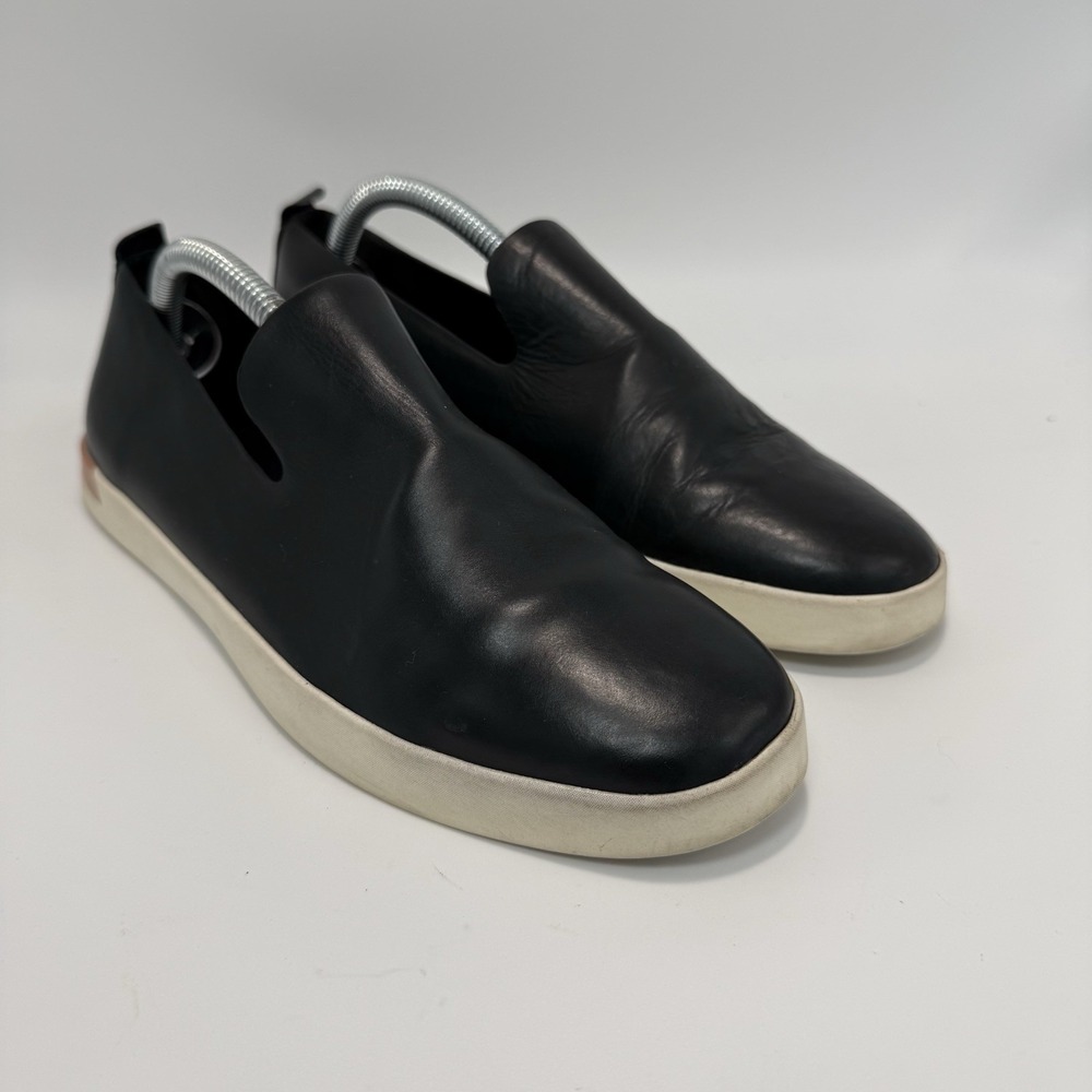 Vince Brandon Black Leather Slip On Platform Women's Shoes Size 7M